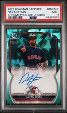 2023 Bowman Chrome Sapphire Dayan Frias Aqua Auto #/99 PSA 9 Guardians Prospect