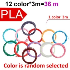 PLA 3D Filament 36m 12 Colors 3m 1.75mm for 3D Pen and Creative Work