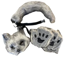 Fox Face Cover Gloves Tails Set Fluffy Plush Faux Fur Soft Costume Accssories US