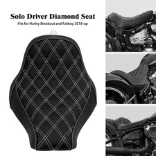 Black Driver Solo Seat White Stitching For Harley Fat Boy and Breakout 2018-up