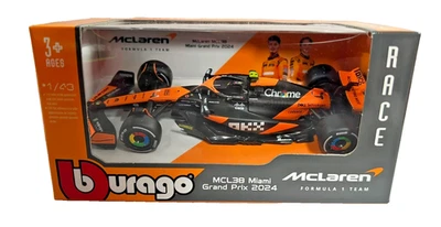 Bburago 1:43 F1 McLaren MCL38 Miami Grand Prix 2024 #4 Lando Norris Car - New