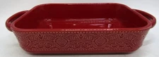 The Bake Shop Master Class Decorative Red 8 1/2" X 6" 2-Handled Baking Dish.