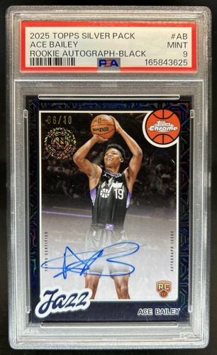 2025-26 Topps Ace Bailey 1980-81 Chrome Rookie Auto Black Refractor #/10 PSA 9
