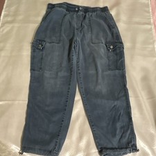 Time and Tru Girls Cargo Pants Blue M 8-10 Elastic Waist Drawstring Pockets