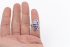 Tanzanite Ring 14k Solid White Gold Oval Cluster Purple Gemstone — photo 5