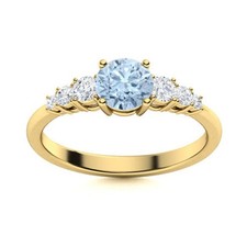 925 Silver Aquamarine Stone Art Deco Solitaire with Accents Ring Jewelry