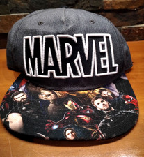 Marvel 3D logo Avengers Baseball Cap One Sz. Adjustable Gray And Black