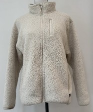 Cream Teddy Sherpa Fleece Jacket Eddie Bauer Women M Full Zip Gorpcore Cozy