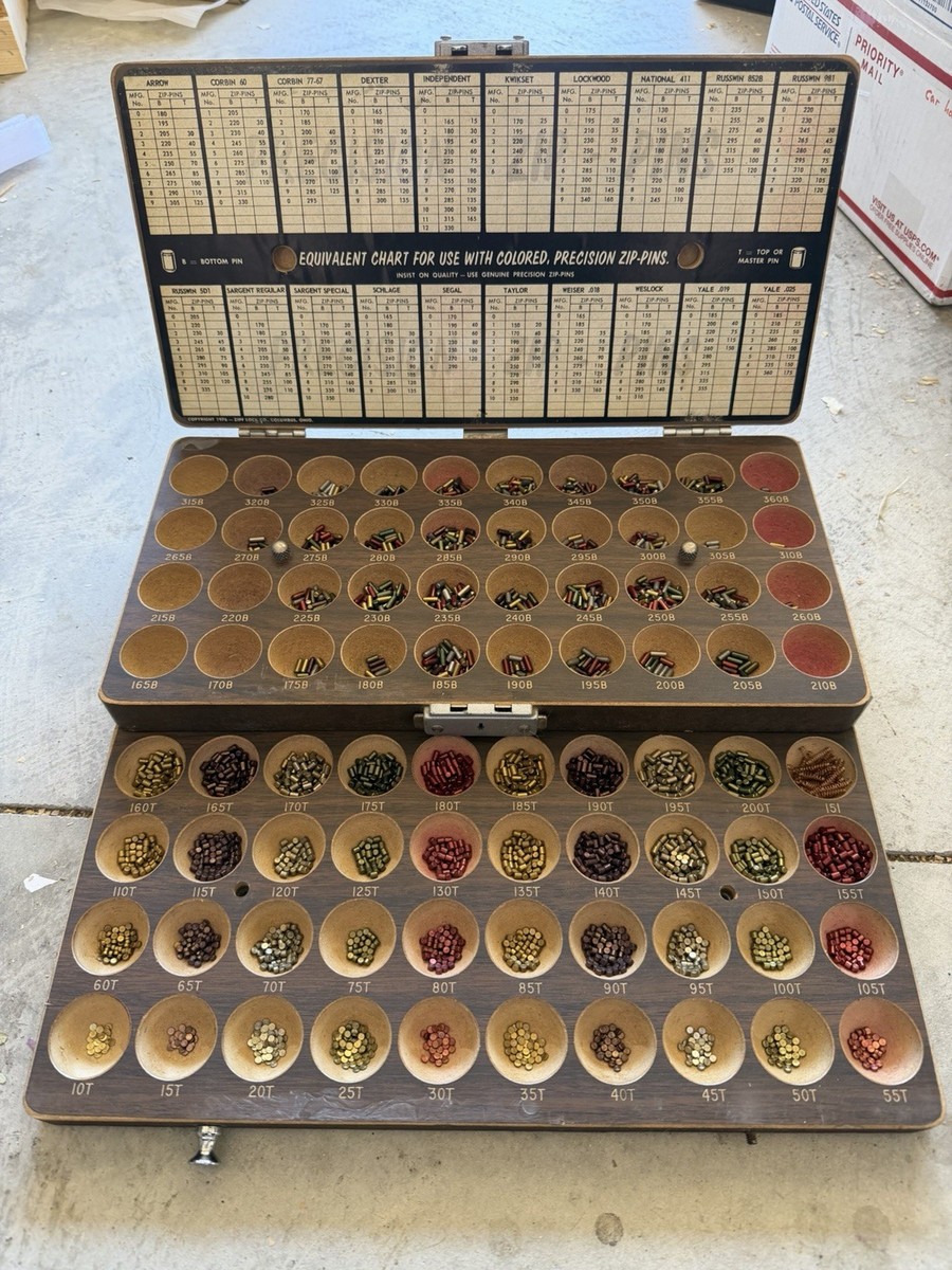 Vintage Zipco Color Coded Pin Lock Zip-Pins Tumbler Kit Re-key
