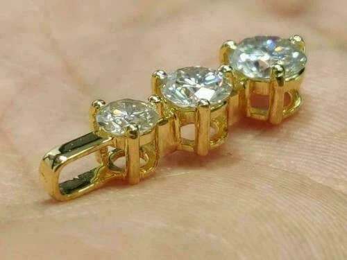 Diamant Reise Anhänger 1,45Ct Rundschliff VVS1 14K Gelbgold Finish ohne Kette - Bild 4 von 5