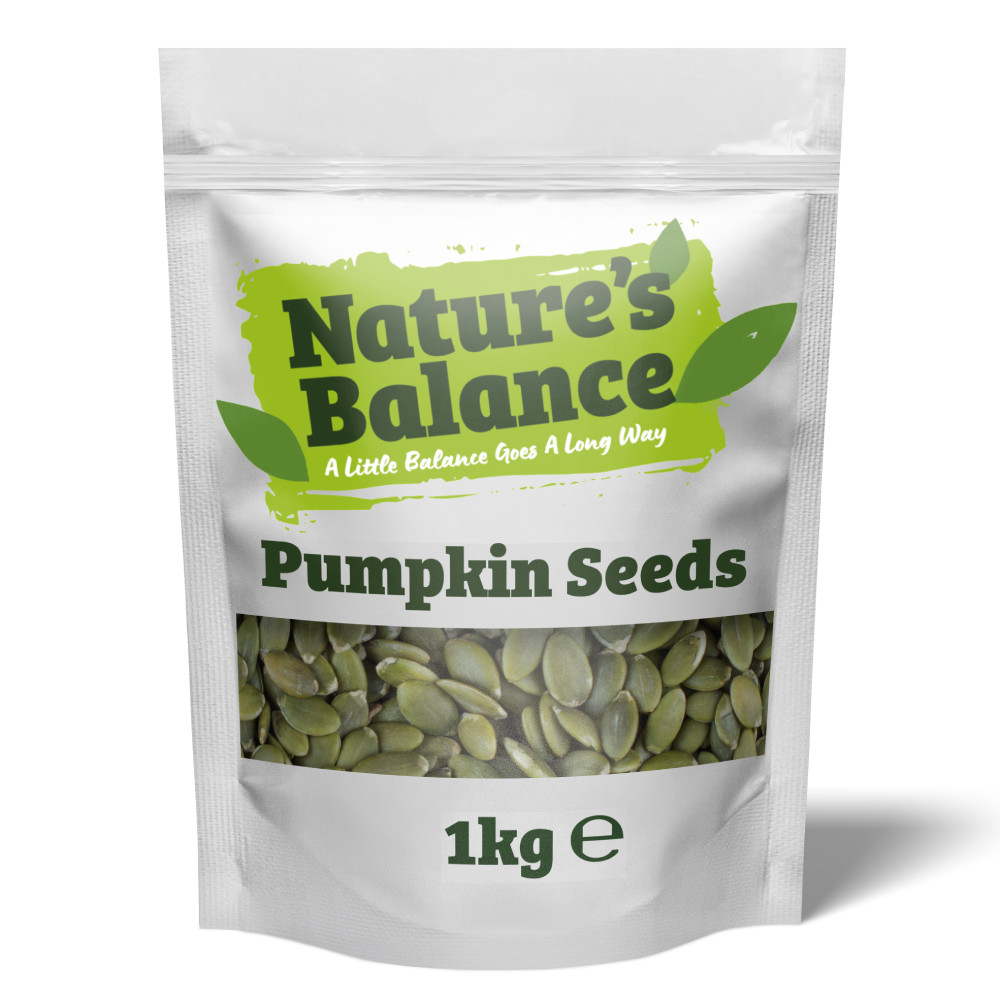 Pumpkin Seeds 1kg Raw Whole Edible Seed by Natures Balance Resealable Bag