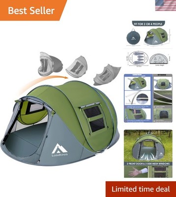 Automatic Setup 4-Person Camping Tent - Waterproof with 2 Easy Access Doors