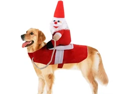 Christmas Dog Costume Santa Rider Outfit | Funny Pet Clothes for Holiday Gift XL
