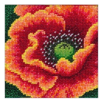 Bead Embroidery Kit DIY VDV Poppy Flowers Beaded needlepoint Bead stitching
