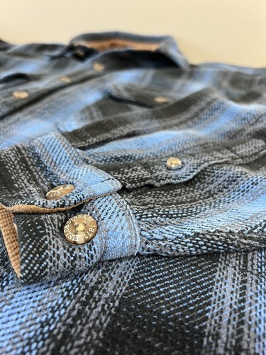 Vintage Field & Stream Heavy Flannel Med Buffalo Plaid Men's Shirt Blue - Picture 4 of 5