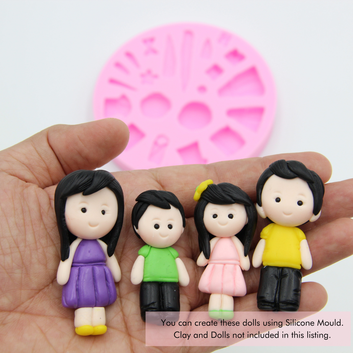 Silicone Mold for Air Dry Clay, Polymer Clay to create Clay Dolls, Clay  Figurine