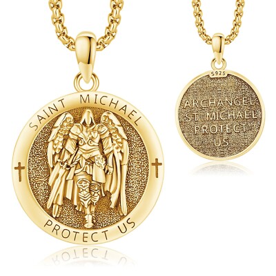 18K Gold St Michael Pendant/Saint Anthony/Archangel Raphael/St Benedict/San J...