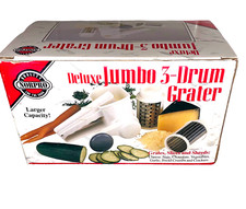 Norpro 3 drum grater grates slices shreds cheese nuts garlic bread crumbs veggie