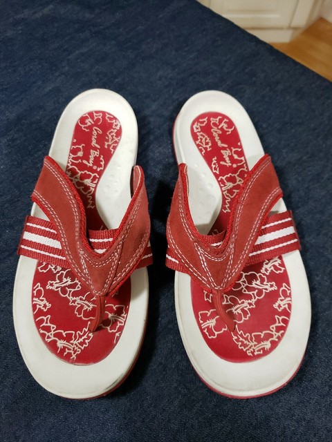 Coral Bay sz 7 M Slip On Sandals Thongs Shoes, Very Pretty Red Suede | eBay