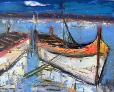 Original abstract painting oil on canvas board 8x10 in by Anastasiya Kimachenko