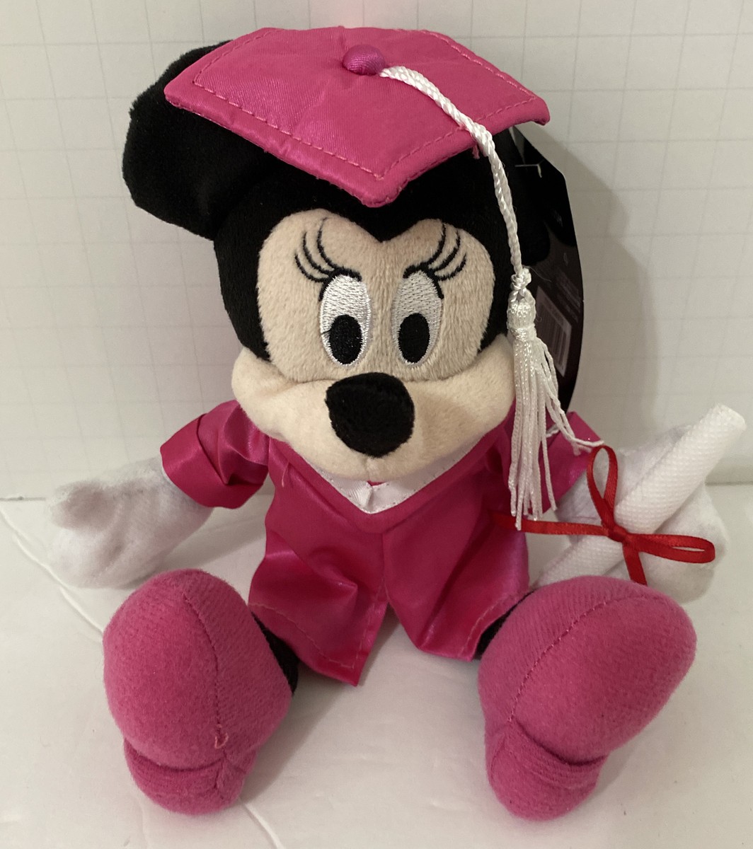 Disney Minnie Mouse Pink Graduation Plush Cap Gown Diploma