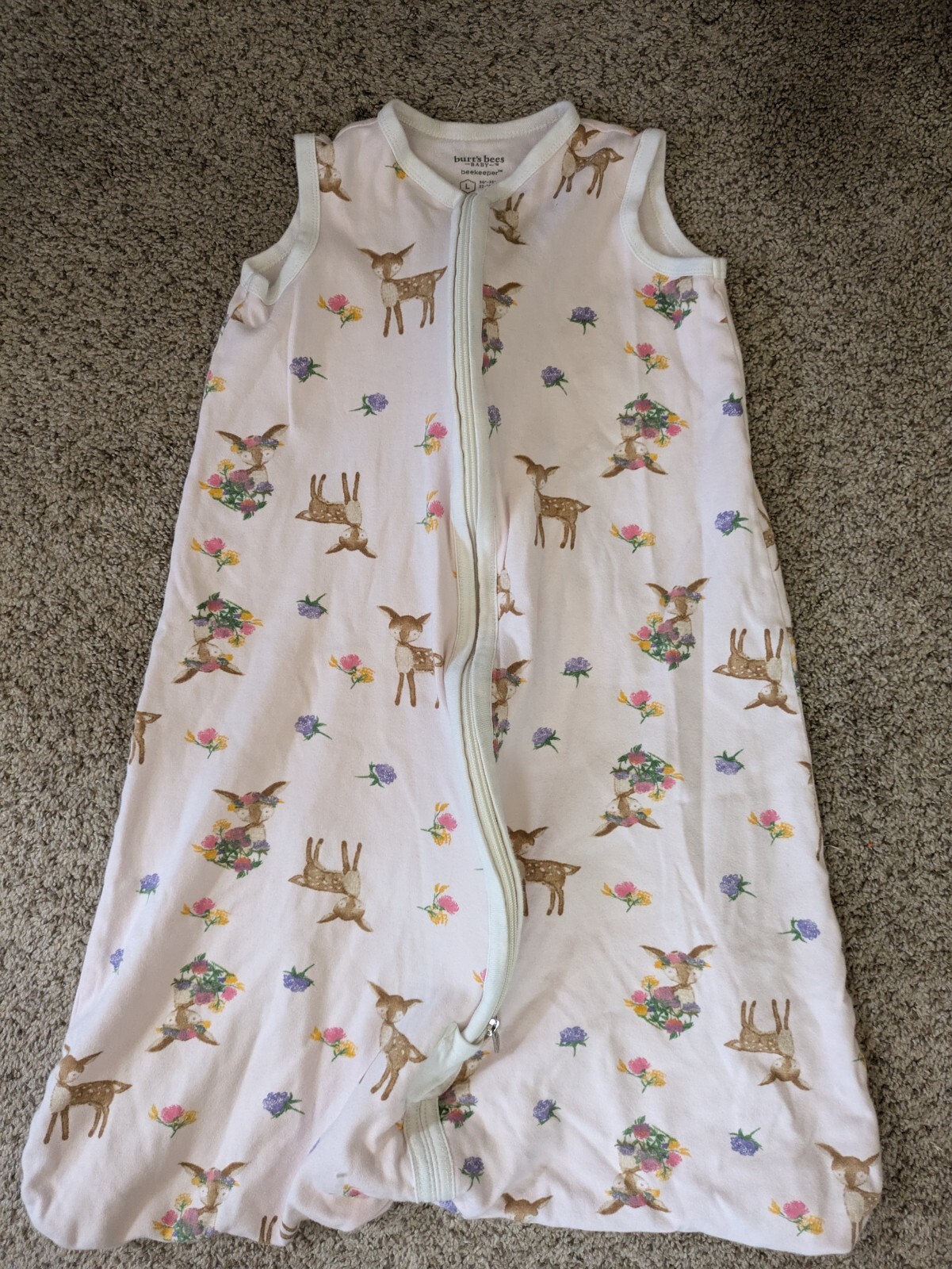 Burt’s Bees Beekeeper Pink Sweet Doe Org Cotton Wearable Blanket L (12-18 Mos)