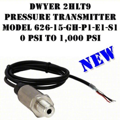 DWYER 2HLT9 - Pressure Transmitter: 0 psi to 1,000 psi, Model 626-15-GH-P1-E1-S1