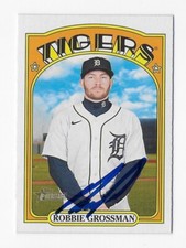2021 HERITAGE ROBBIE GROSSMAN RANGERS TIGERS AUTOGRAPHED SIGNED BASEBALL CARD