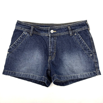 Vintage 90s Y2K Route 66 Dark Wash Pouch Pocket Grommet Denim Shorts 7/8 30x3''