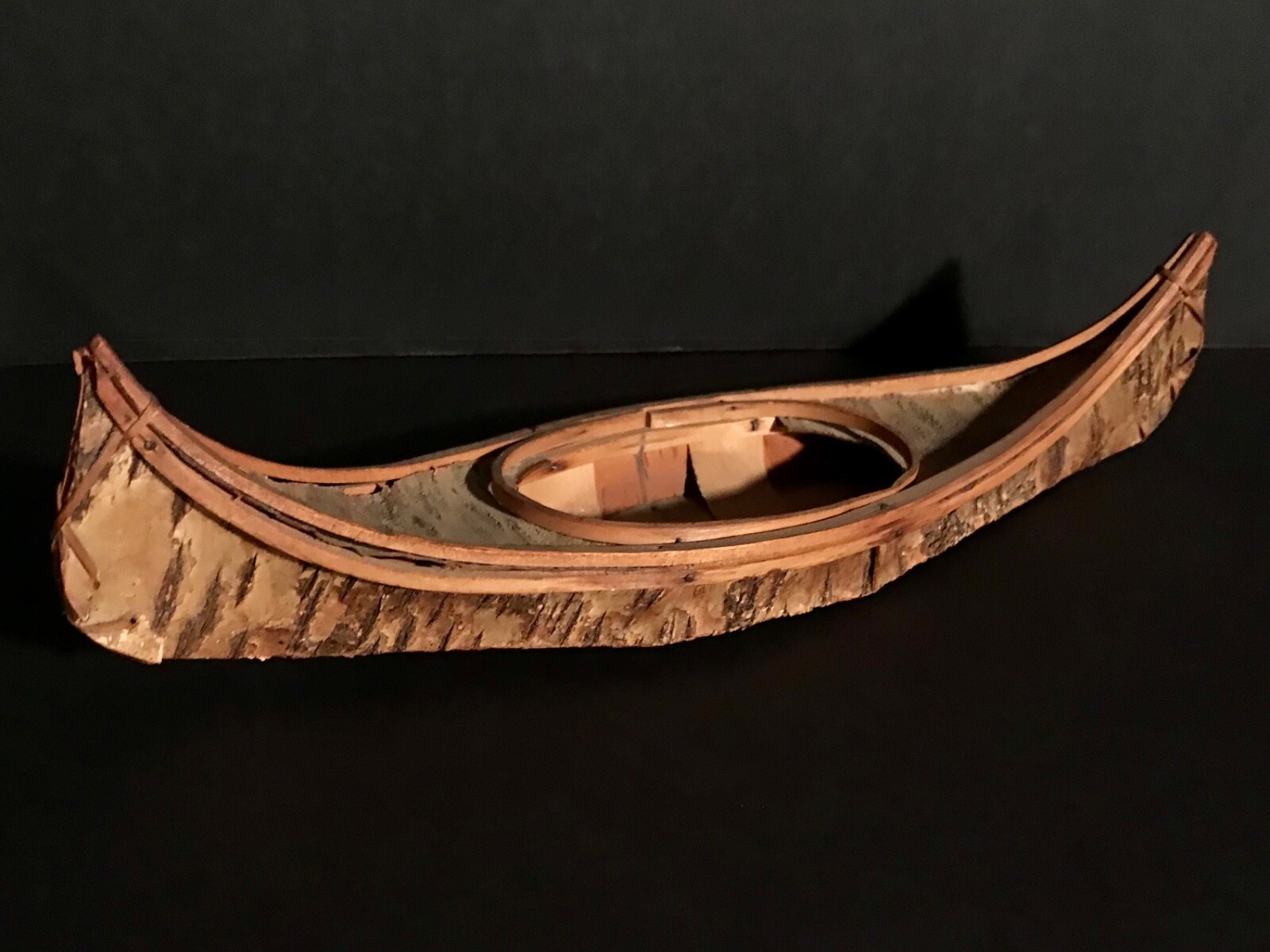 ANTIQUE PENOBSCOT (MAINE) BIRCHBARK & BENTWOOD CANOE,EXCELLENT