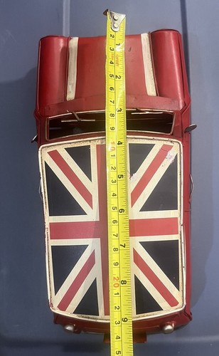 Decorative Metal Red Car Retro 1960 Style Rally Mini Cooper British Flag 12 Inch - Picture 24 of 24