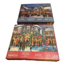 2 X CHRISTMAS GATHERINGS & CHRISTMAS AT THE TOY SHOP 1000 PIECE JIGSAW WH SMITH