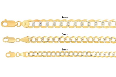14k Solid Yellow Gold Cuban Link Chain Necklace D/cut 5mm-7mm Sz 18''-30''