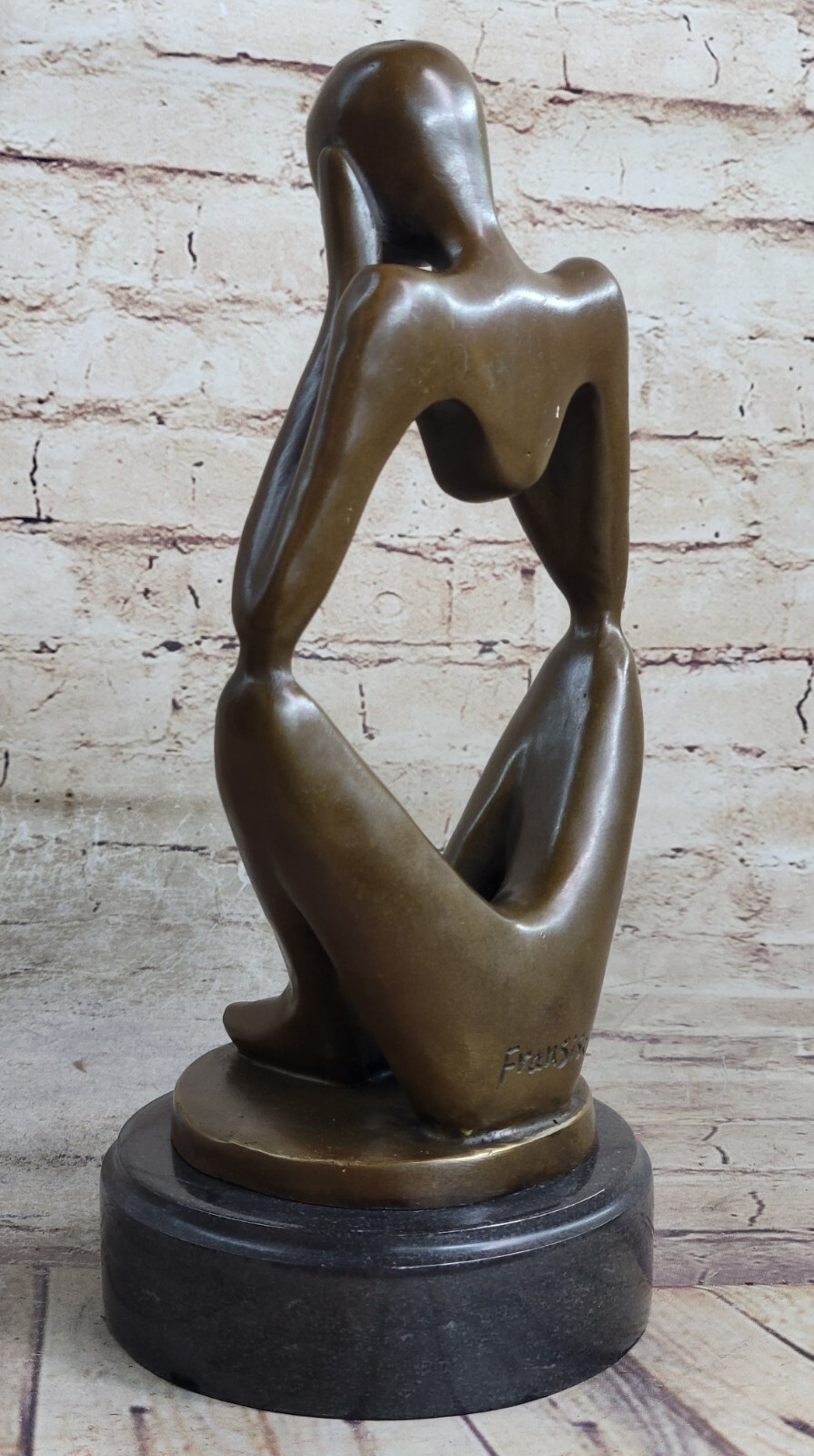 "Not Listening" Modern Art Signed Lost Wax Bronze Casting Mounted on Marble Base