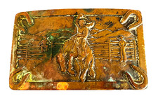 Vintage Belt Buckle Bronco Bull rider Cowboy Western Horse Loop and Tuck