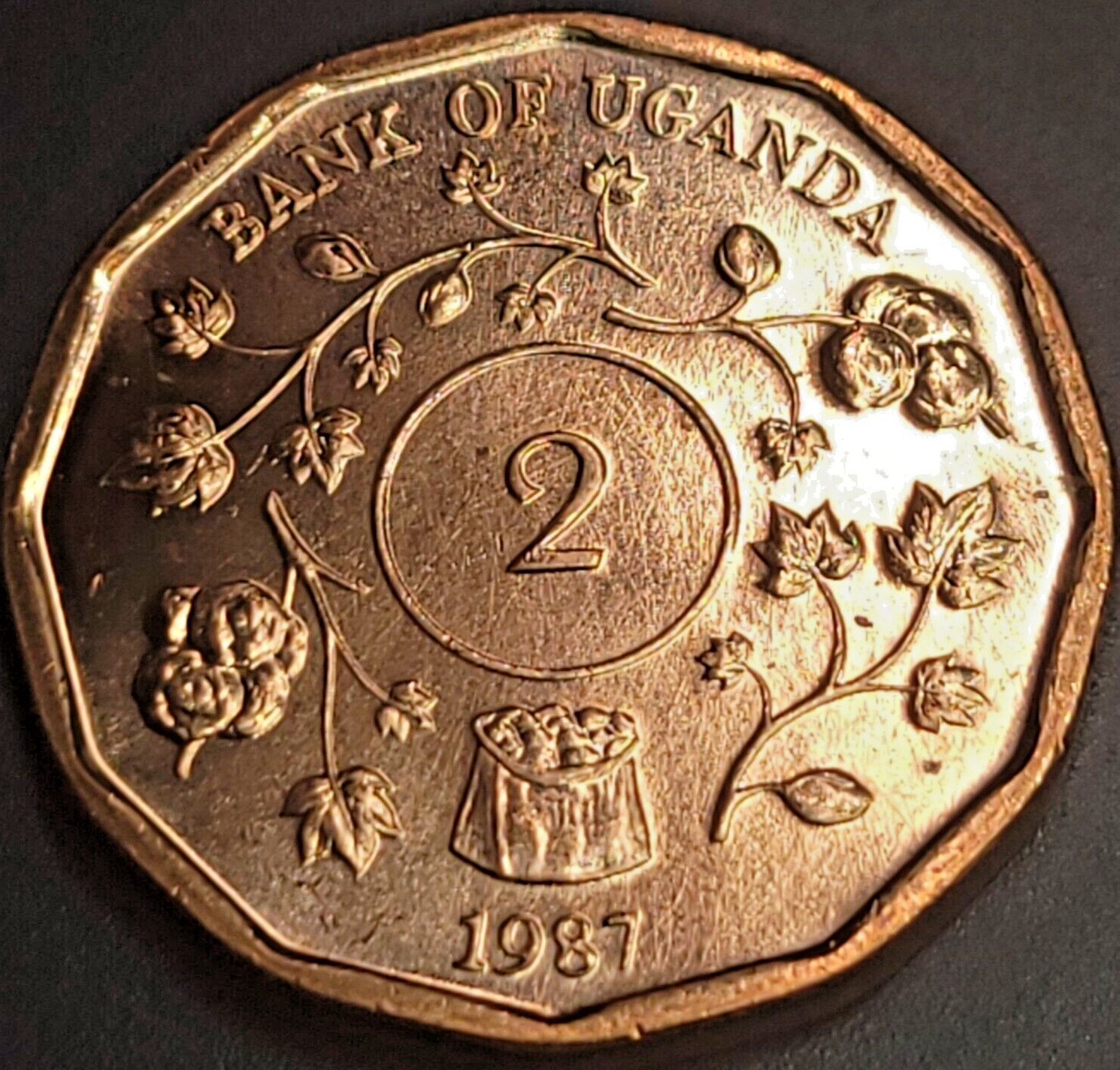 AFRICA - Uganda 1987 TWO Shilling COIN 1st YEAR UNC/BU KM# 28 - 24MM