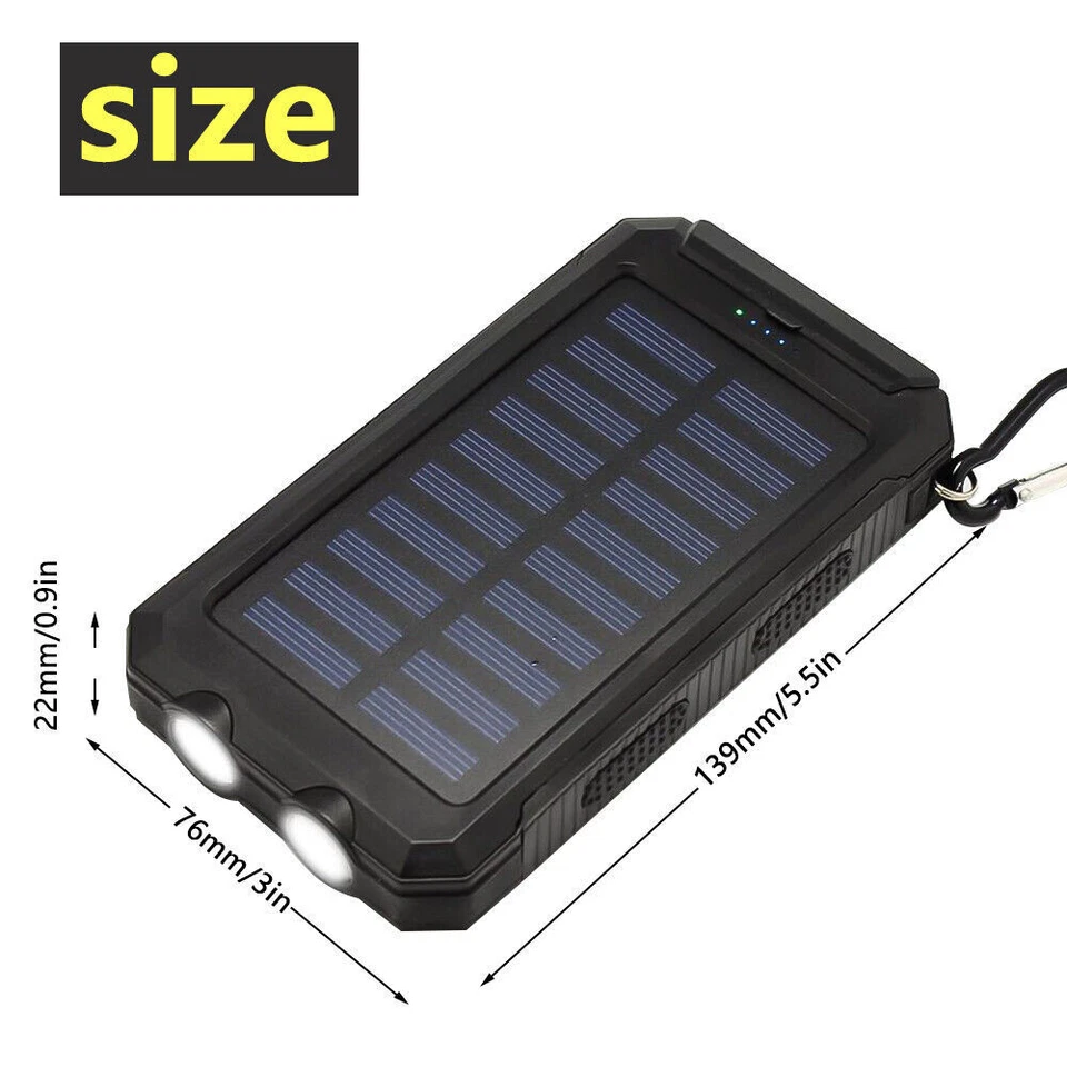 20000mAh Solar Power Bank 2USB Fast Charging Portable External Battery LED Light - Image 3 of 4