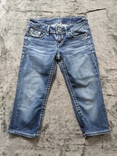 Vigoss The Chelsea Capri Jeans Distressed Women's Size 3 Medium Wash
