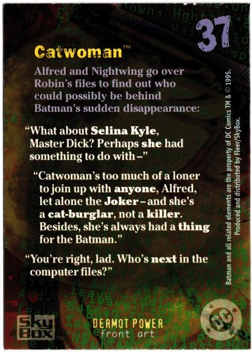 1995 DC Comics Fleer Skybox Batman Master Series Card #37 • Catwoman - Picture 2 of 2