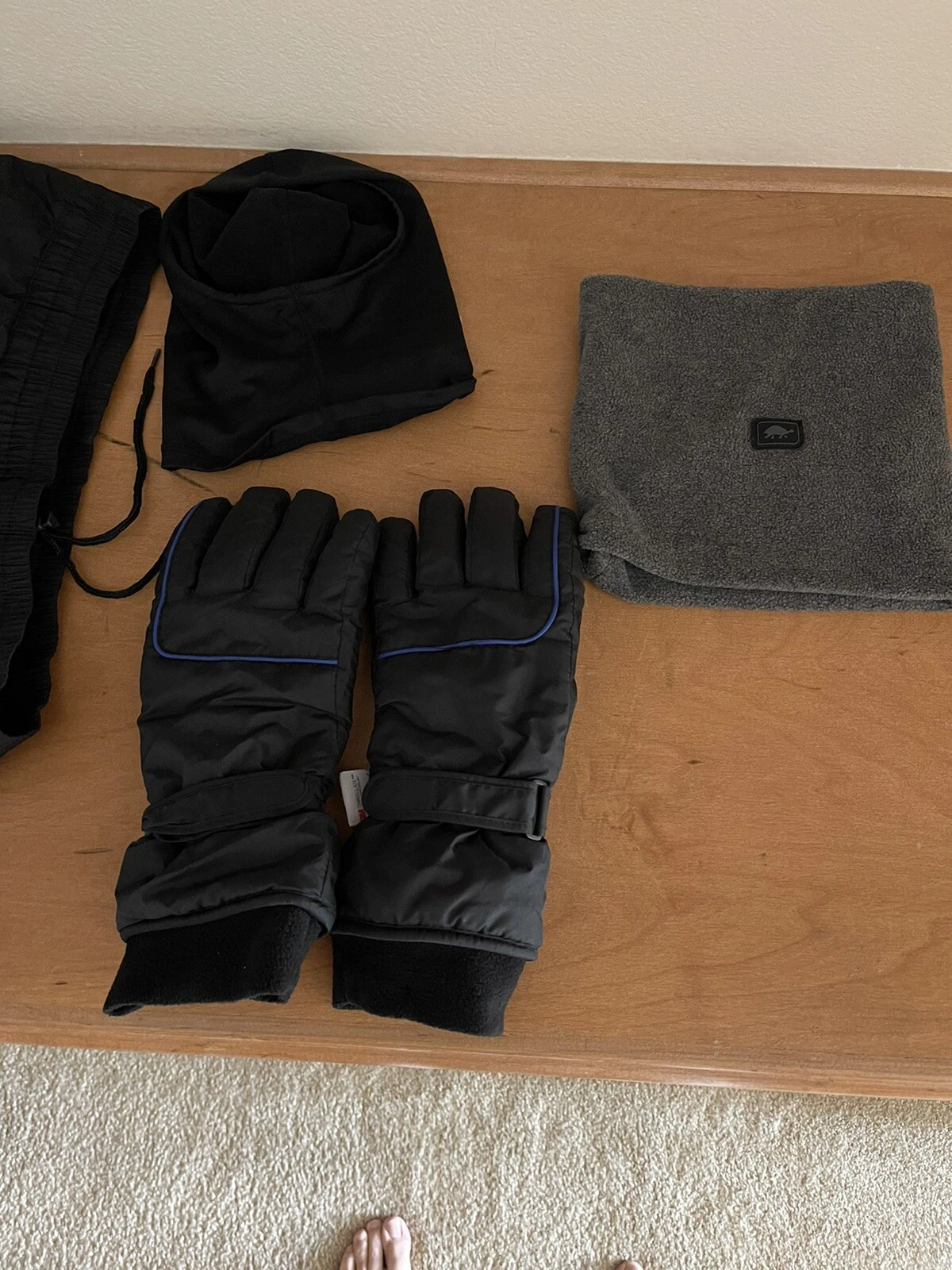 mens snow gear Neck Warmer, Ski Mask, And Large Gloves