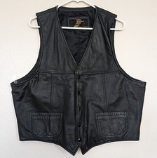 Vintage Star Gear Black Genuine Leather Vest Size 50 Motorcycle Cut