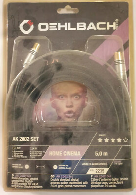 Oehlbach! AK 2002 Set 5,0m schwarz (2235) männlich/weiblich Antennenkabel**