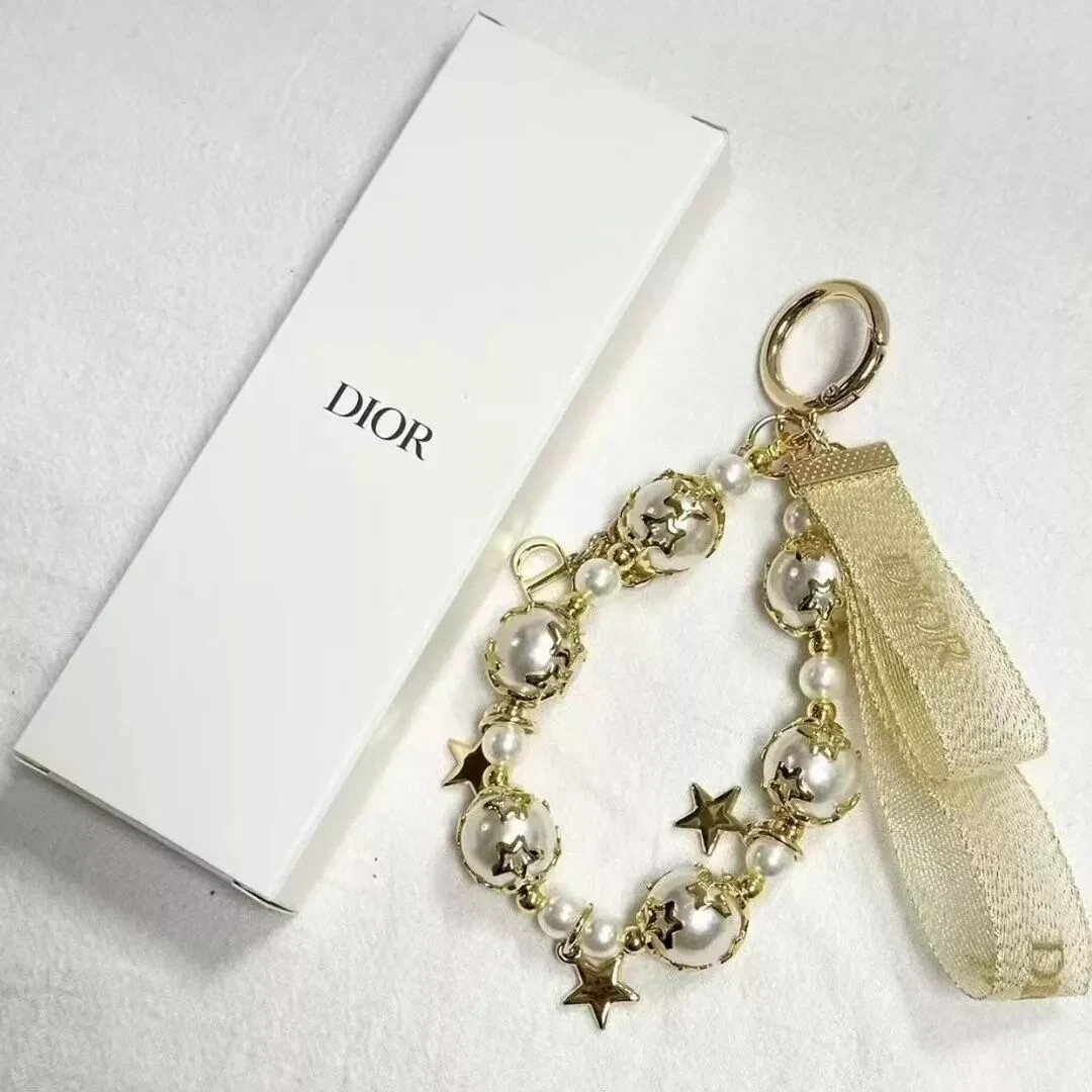 2025 Dior VIP Gift Yellow Holiday Ribbon Key Ring Key Chain