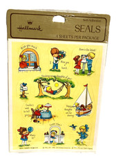 VTG New Hallmark Joan Walsh Anglund Stickers Seals Girls Boys Friends Miss You