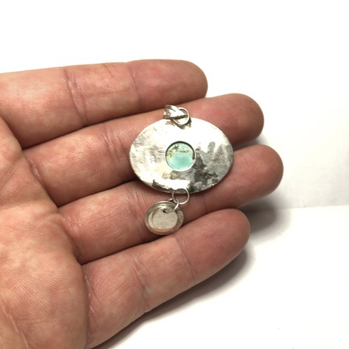 36 Ct Tw Untreated Lone Mountain Turquoise Sterling Silver Gemstone Pendant USA - Picture 11 of 11