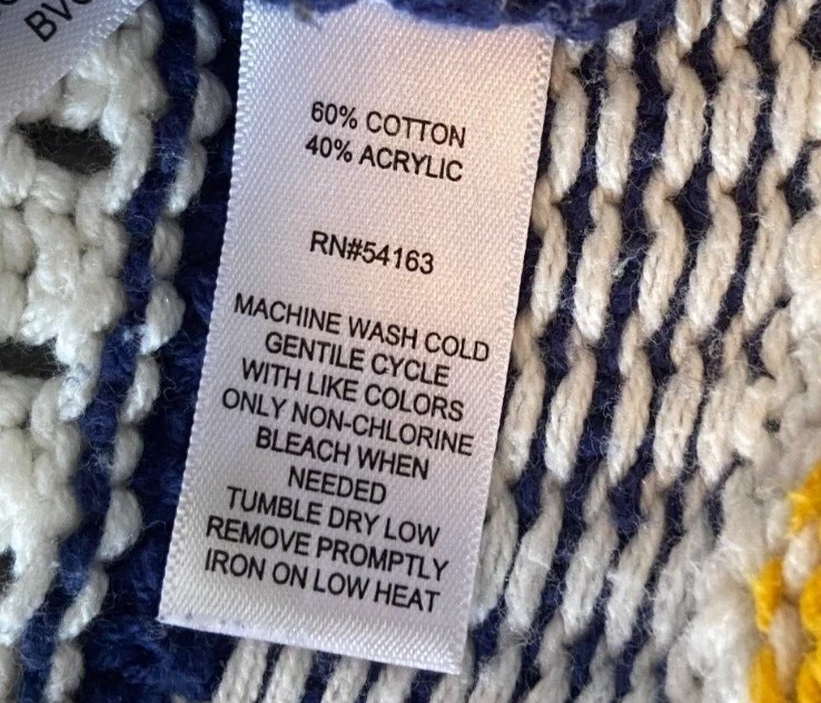 Suéter de Manga Longa Azul Branco Amarelo para Mulheres da Marc New York Andrew Marc Tamanho P - Imagem 4 de 4