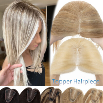 CLEARANCE Swiss Lace Topper Toupee 100% Remy Human Hair Clip In Top Piece Wiglet