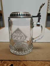 Rold Gold Pretzel Glass Beer Stein With Pewter Lid Pre-owned