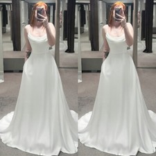 Satin 2025 Wedding Dresses Sleeveless Beach Boho Spring White Ivory Bridal Gowns