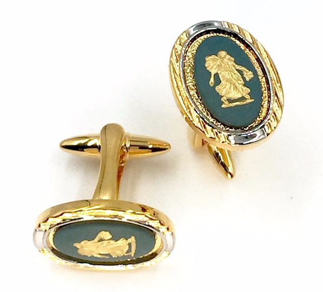 Wedgwood Jewelry Stamped, Authentic Wedgwood Cufflinks w/Jasperware